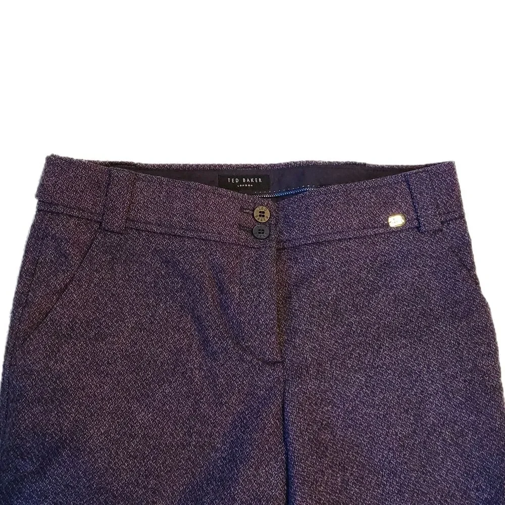 Ted Baker Purple Marled Wide Leg Bermuda Culottes, Size 4 (XS), EUC, Vintage Y2K - Picture 4 of 8